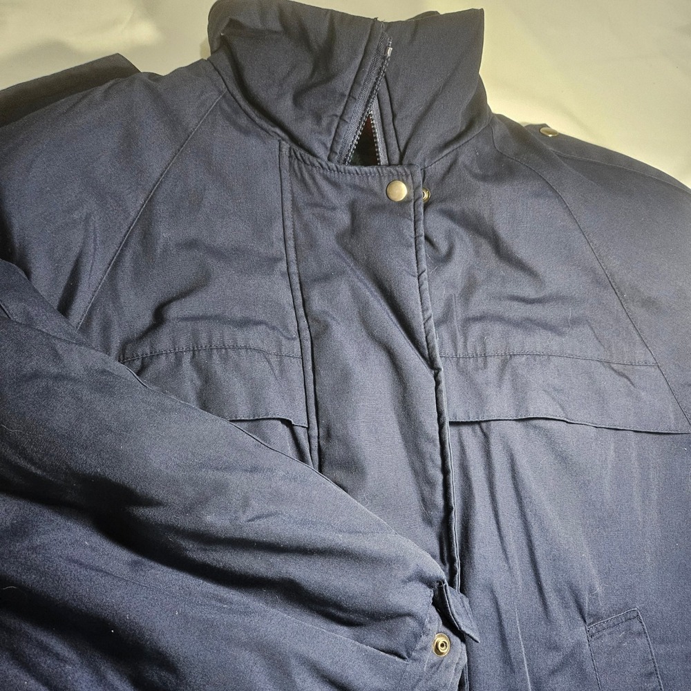Climate Zone Navy Blue Plaid Lined Bomber Jacket Womens 16.5 16W Vintage Utility